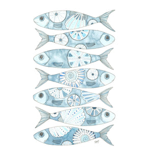 7 Blue Fish (Size: A3)
