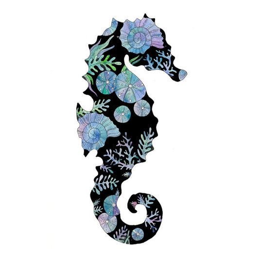 Black Fossil Seahorse
